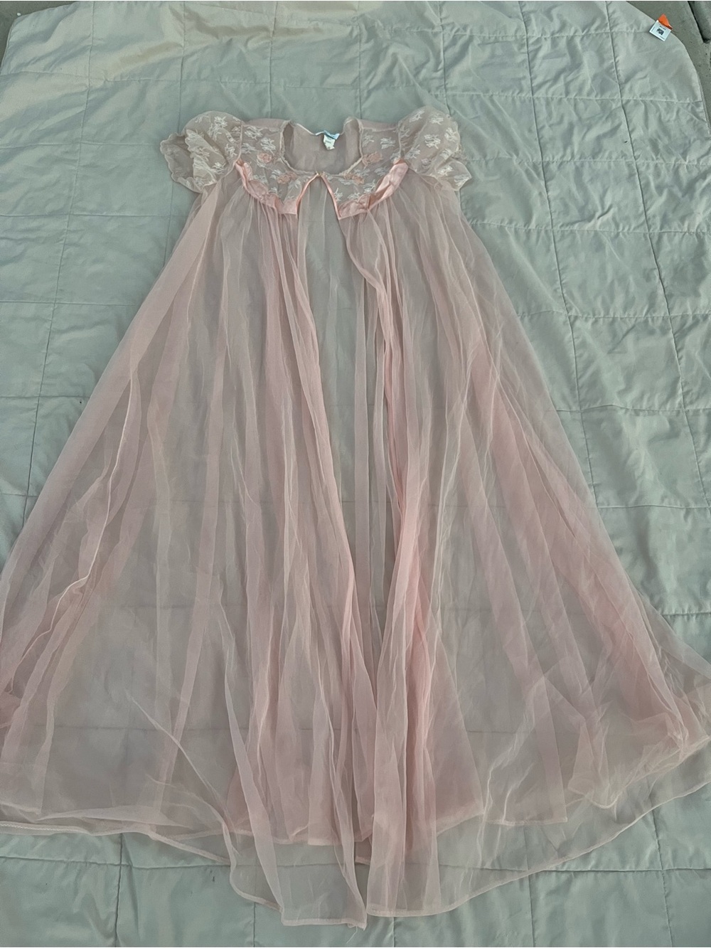 Vintage Movie Star Sheer Pink Peignoir, Size M